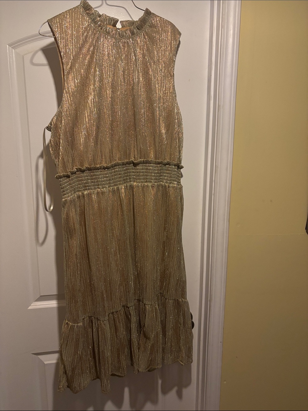 Draper James Gold Shimmer Sleeveless Midi Dress